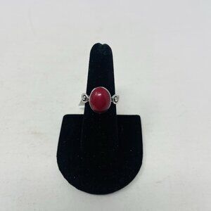 Shop LC Size 7 Oval Shaped Red Howlite Silvertone Ring 8.65 cts 5150